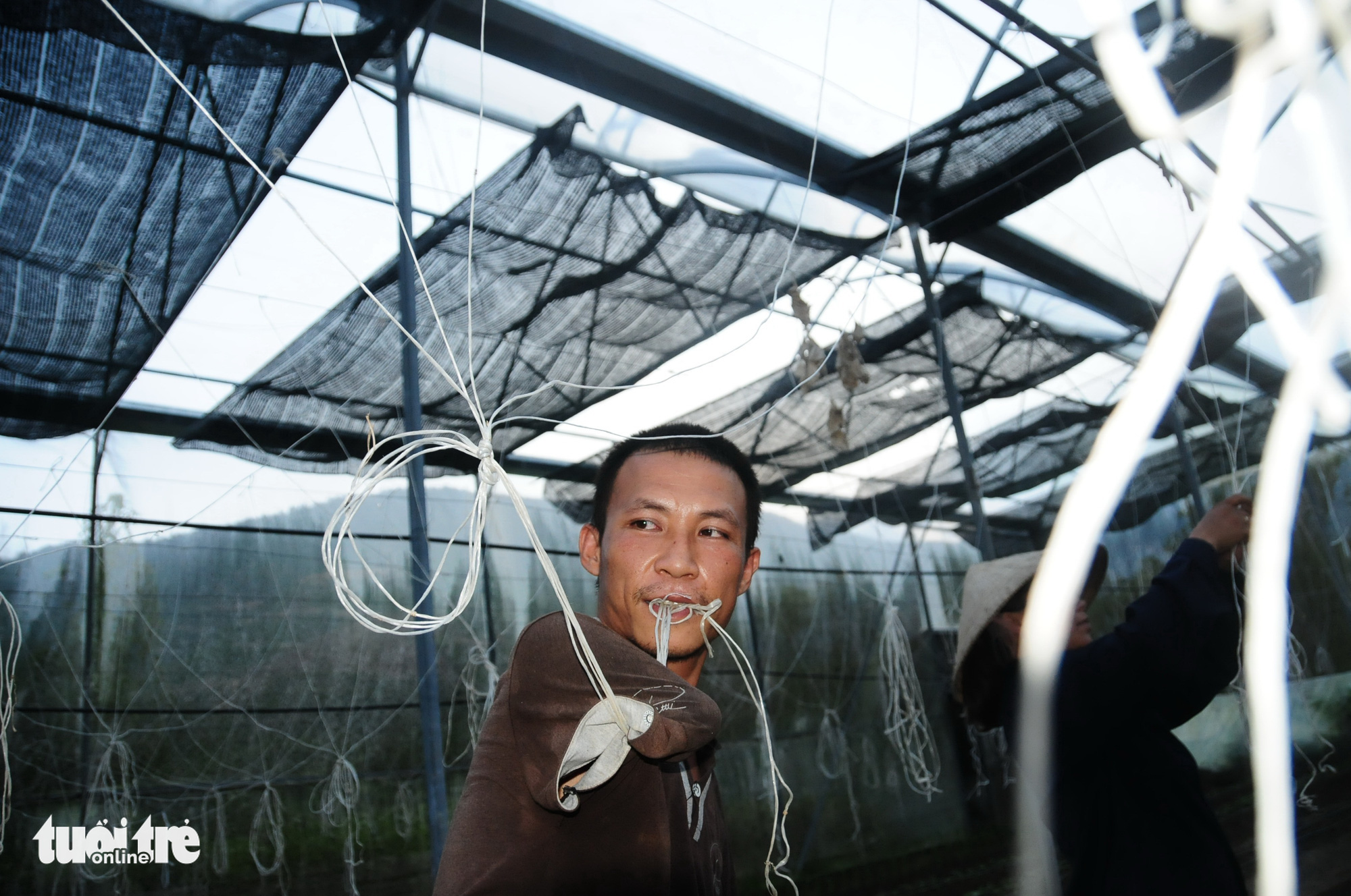 Nguyen The Cuong still manages to get things done without his arms. Photo: B.D. / Tuoi Tre