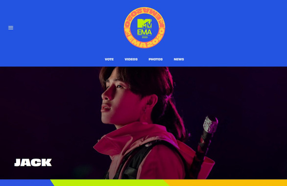 Vietnamese singer Jack is nominated for the Best Southeast Asia Act at the MTV EMA 2020