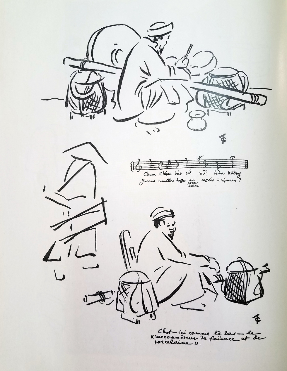 A peddler’s cry reveals that he is a household utensil fixer, with the trade rarely practiced in modern Hanoi, Vietnam.