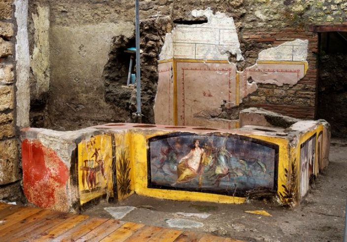 Archaeologists uncovered a number of still life scenes, including depictions of animals believed to have been on the menu, notably mallard ducks and also a rooster, for serving with wine or hot beverages. Photo: AFP