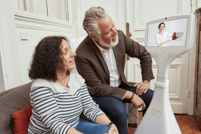 Companions robots such as this one from the French startup Cutii have been helping seniors increasingly isolated during the Covid-19 pandemic. Photo: AFP