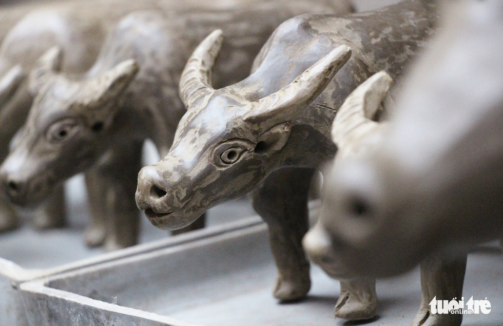 Clay buffalos are pictured at Dong Khe Village, Song Khe Commune, Thuan Thanh Ditsrict, Bac Ninh Province, Vietnam. Photo: Ha Quan / Tuoi Tre
