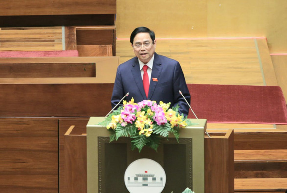 Prime Minister Pham Minh Chinh speaks before the National Assembly in Hanoi, April 5, 2021. Photo: Ngoc Hien / Tuoi Tre