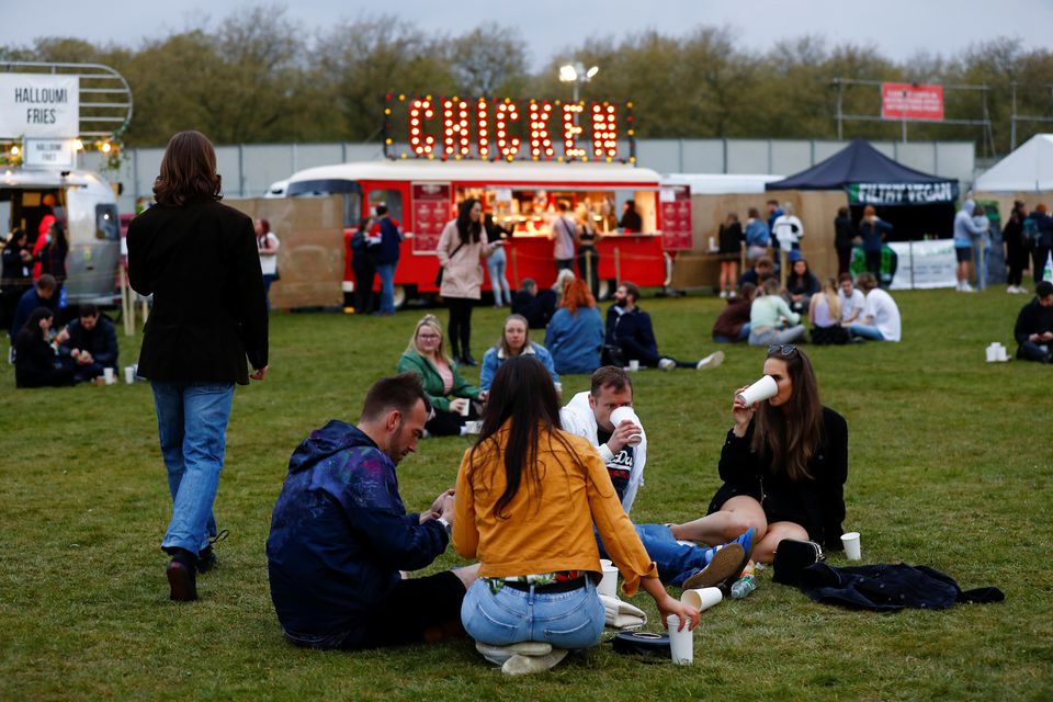 People enjoy their time during a test music festival as part of a national research program assessing the risk of COVID-19 transmission in Liverpool, Britain May 2, 2021. Photo: Reuters