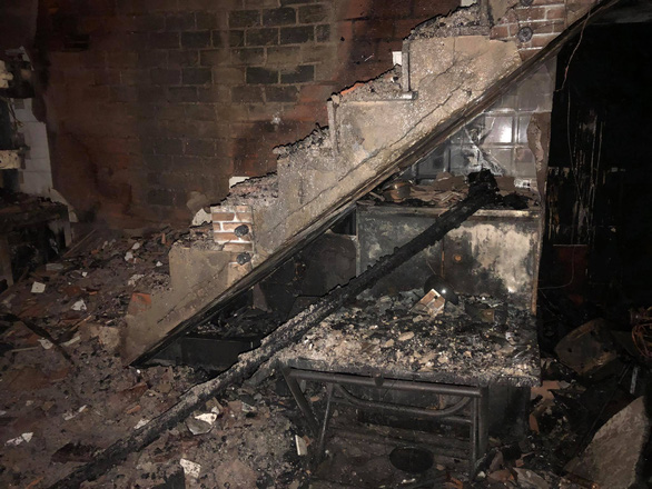 A scene inside the house consumed by the fire. Photo: Chau Tuan / Tuoi Tre