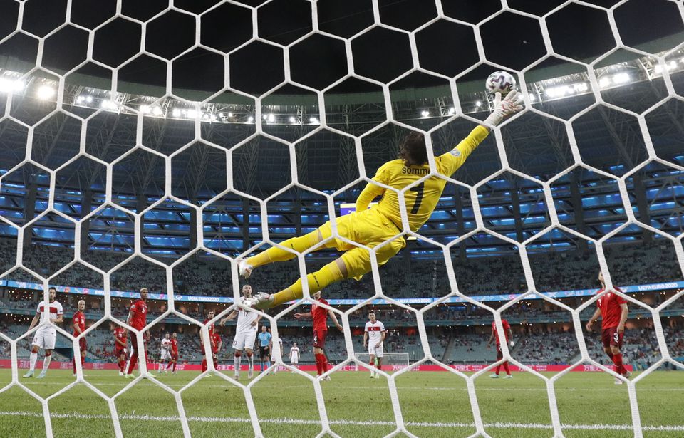 Soccer Football - Euro 2020 - Group A - Switzerland v Turkey - Baku Olympic Stadium, Baku, Azerbaijan - June 20, 2021 Turkey's Irfan Kahveci scores their first goal. Photo: Reuters