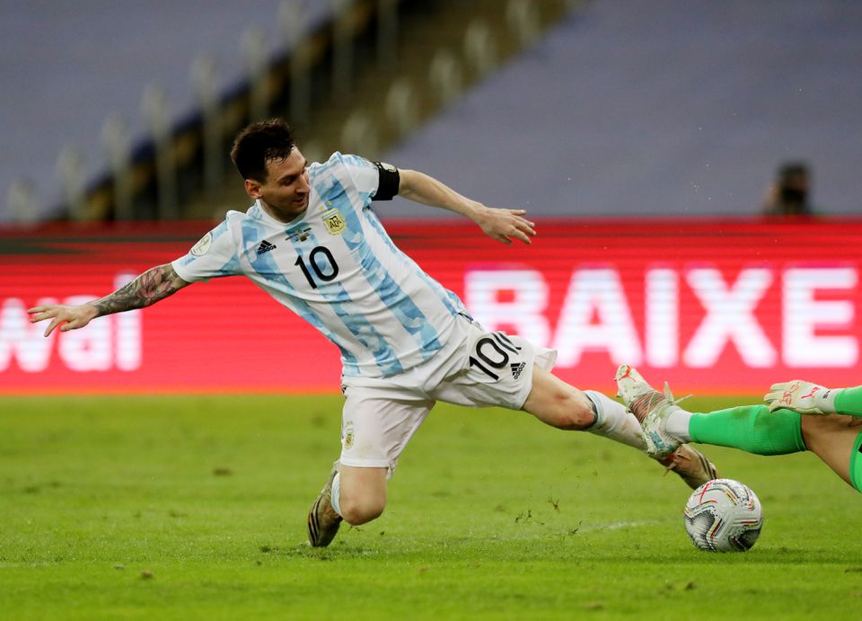 Soccer Football - Copa America 2021 - Final - Brazil v Argentina - Estadio Maracana, Rio de Janeiro, Brazil - July 10, 2021 Argentina's Lionel Messi in action. Photo: Reuters