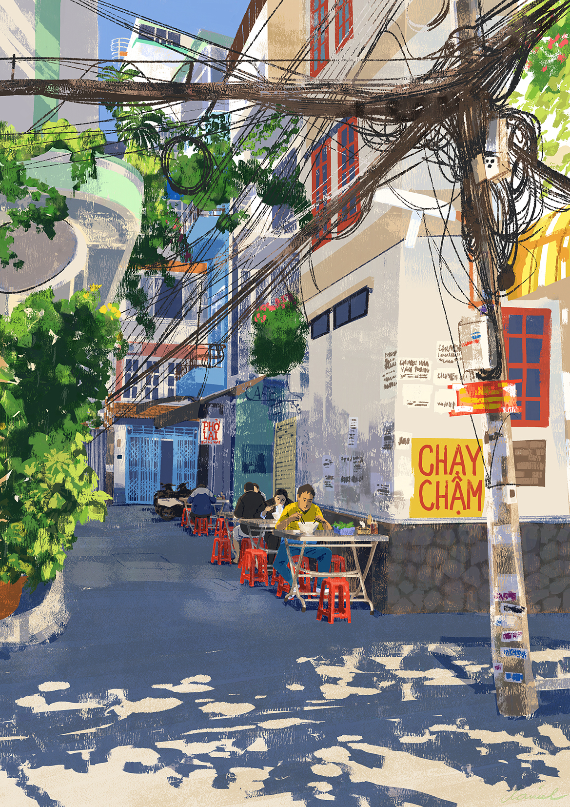 Slurping noodles at Hem (alley) 40 Pham Viet Chanh in Binh Thanh. Caption and picture by Daniel Ansel Tingcungco