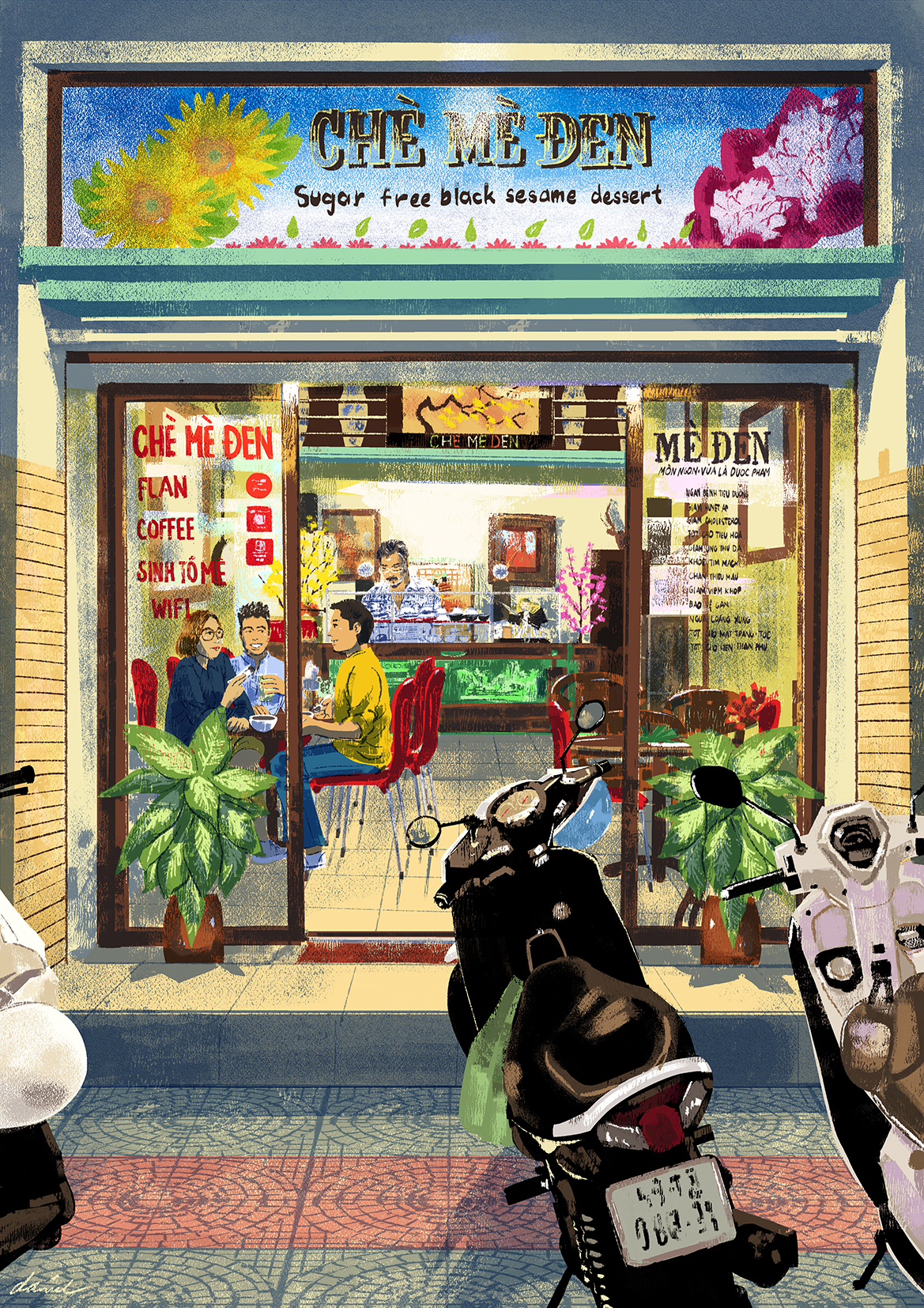 Evening dessert che me den (black sesame sweet soup). Caption and picture by Daniel Ansel Tingcungco