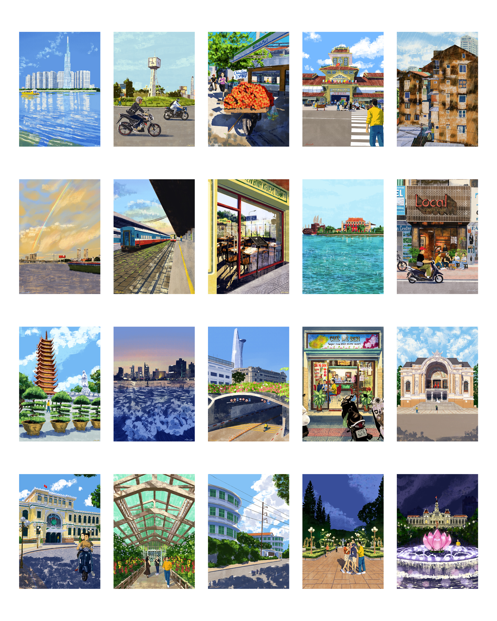 A collage of works in 100 Views of Saigoon by Daniel Ansel Tingcungco