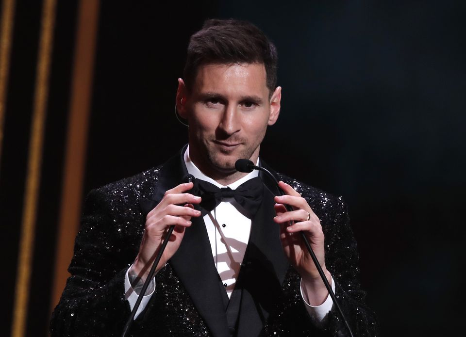 Soccer Football - The Ballon d'Or Awards - Theatre du Chatelet, Paris, France - November 29, 2021 Paris St Germain's Lionel Messi during the awards. Photo: Reuters