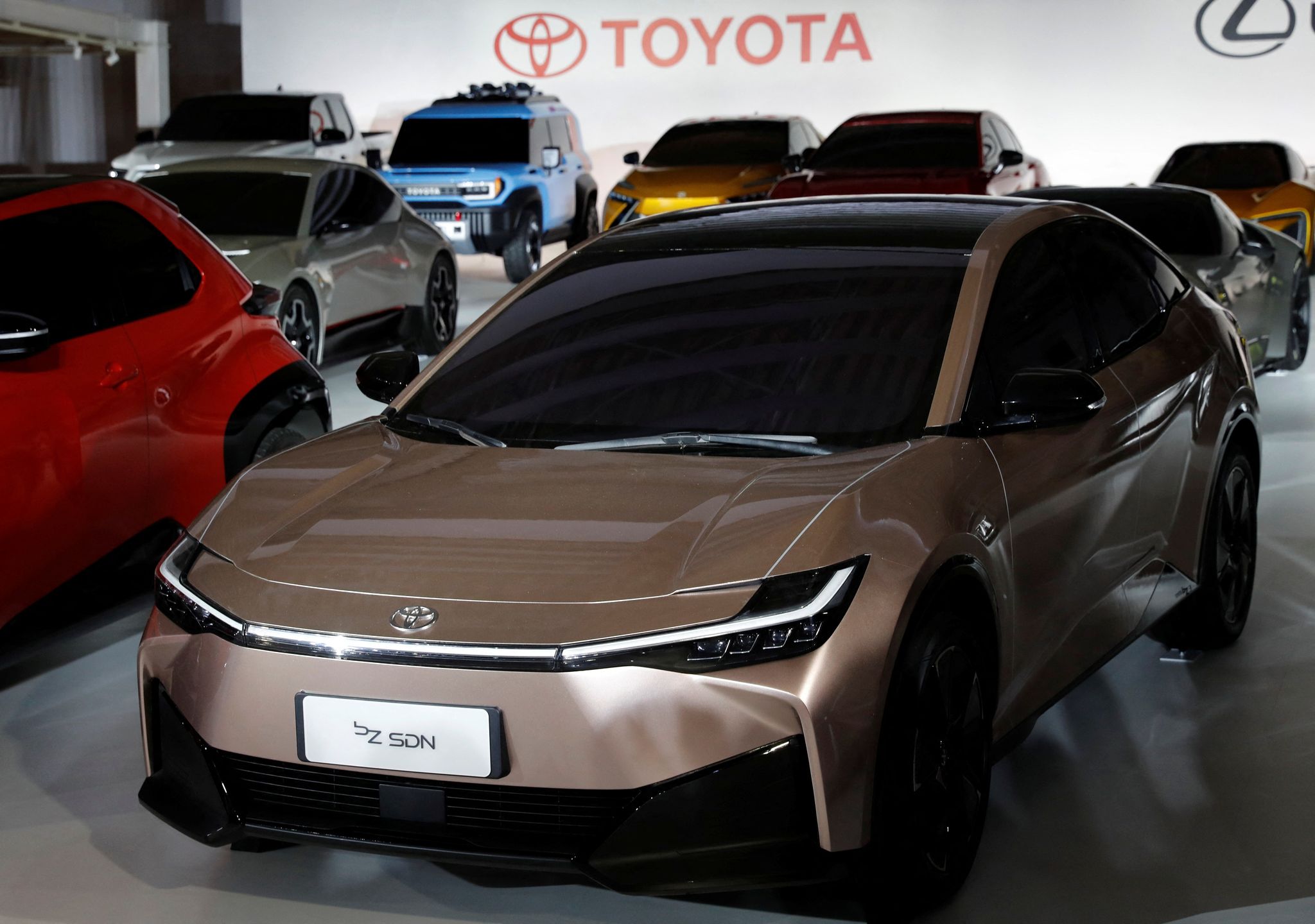 Toyota Motor Corporation's bZ SDN is pictured after a briefing on the company's strategies on battery EVs in Tokyo, Japan December 14, 2021. Photo: Reuters