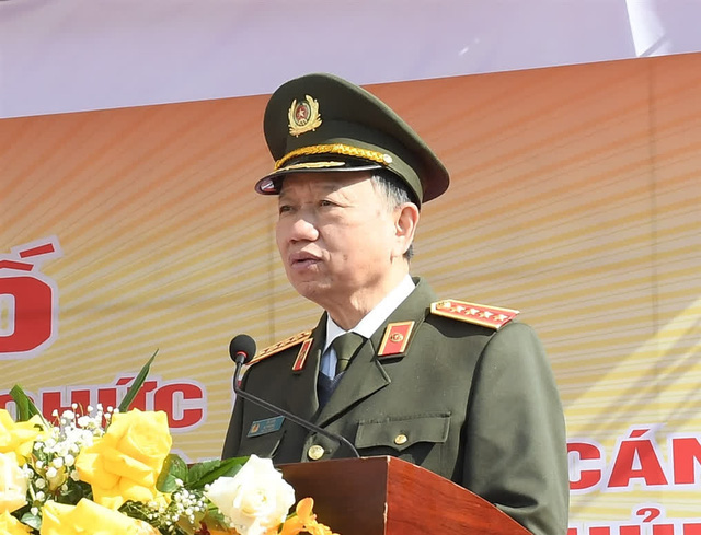 General To Lam, Minister of Public Security, speaks at the ceremony to announce the decision to establish a national center for counter-terrorism training in Quang Ninh Province, Vietnam, February 23, 2022. Photo: Vietnam Government Portal
