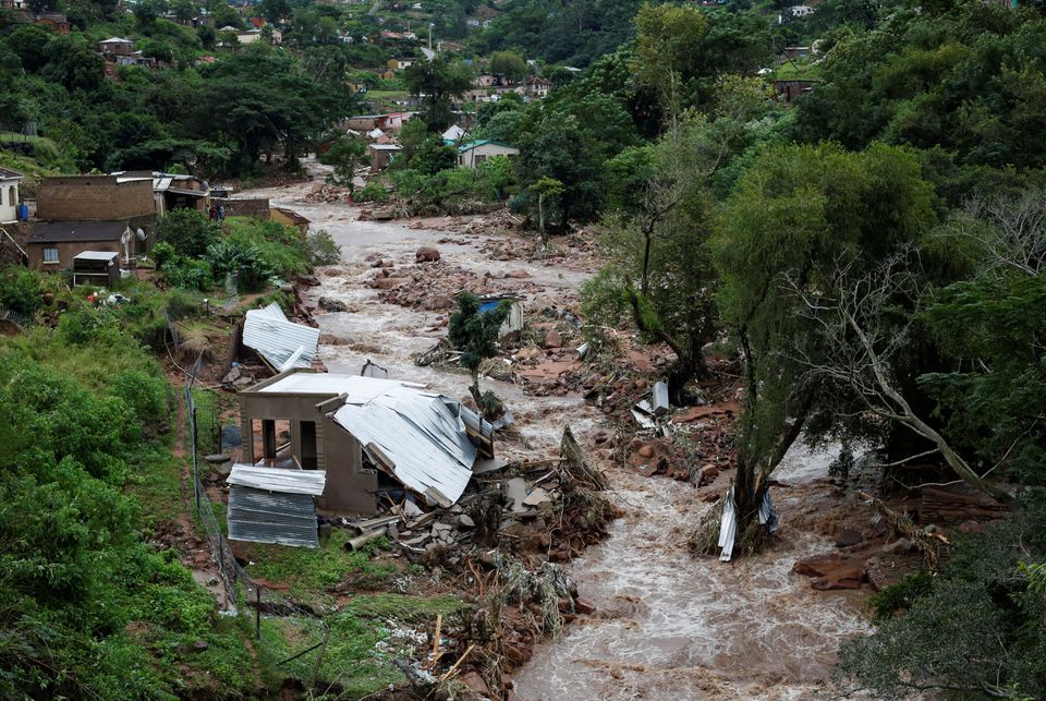 A general view of flood damaged homes in KwaNdengezi, Durban, South Africa, April 12, 2022. Photo: Reuters