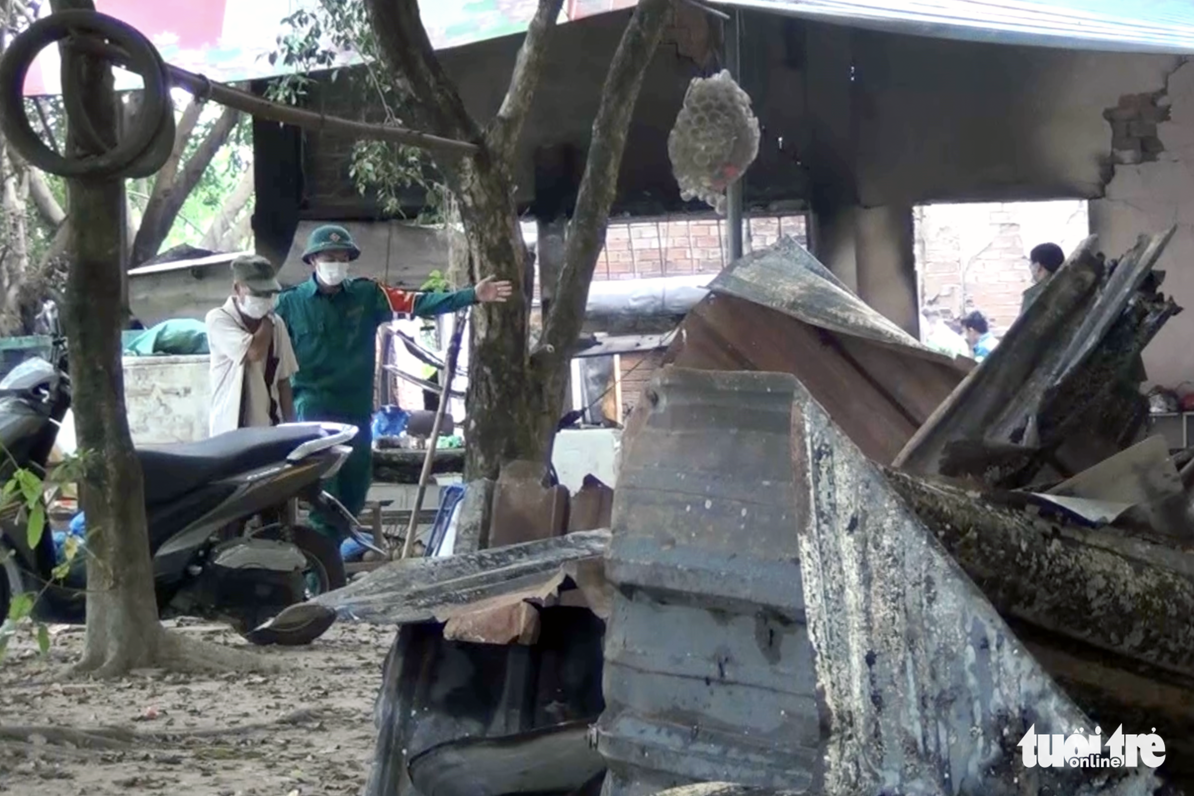 The scene of a fire inside the premises of an elementary school in Bien Hoa City, Dong Nai Province, Vietnam, April 14, 2022. Photo: A Loc / Tuoi Tre