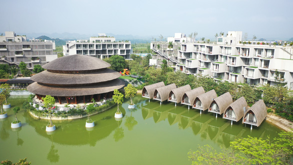 This photo shows the largest bamboo house project was recently completed in Cuc Phuong Commune, Nho Quan District, Ninh Binh Province, designed by architect Vo Trong Nghia. Photo: CTV / Tuoi Tre