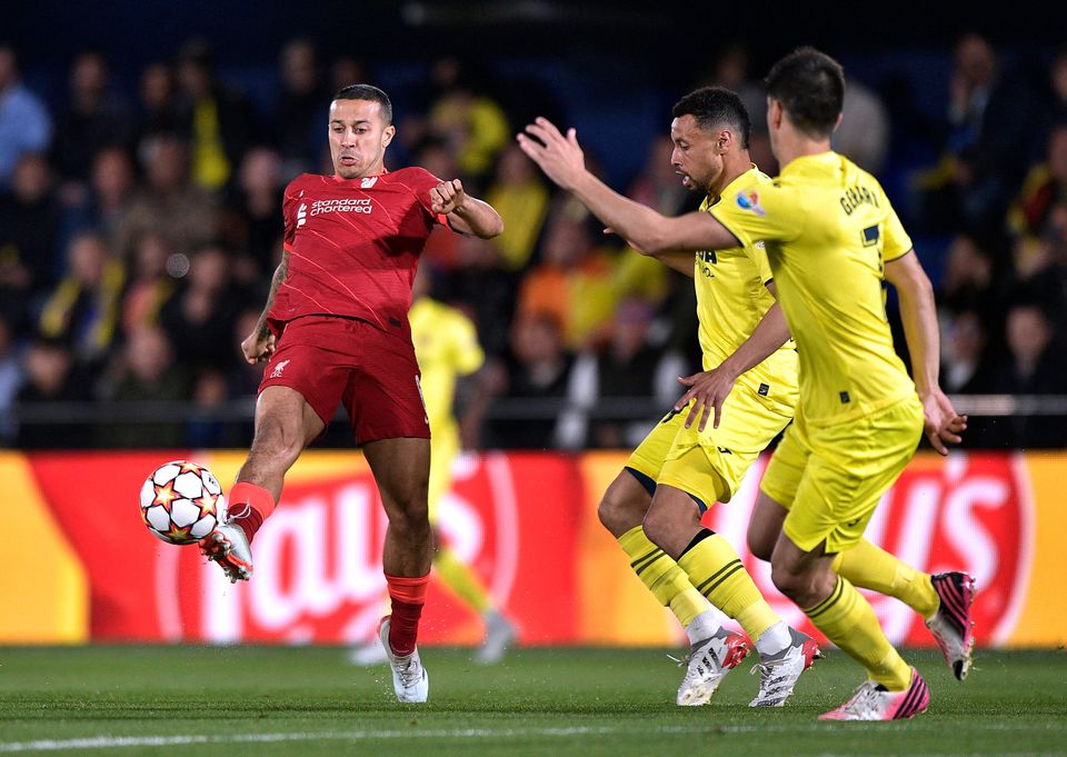 Soccer Football - Champions League - Semi Final - Second Leg - Villarreal v Liverpool - Estadio de la Ceramica, Villarreal, Spain - May 3, 2022 Liverpool's Thiago Alcantara in action. Photo: Reuters