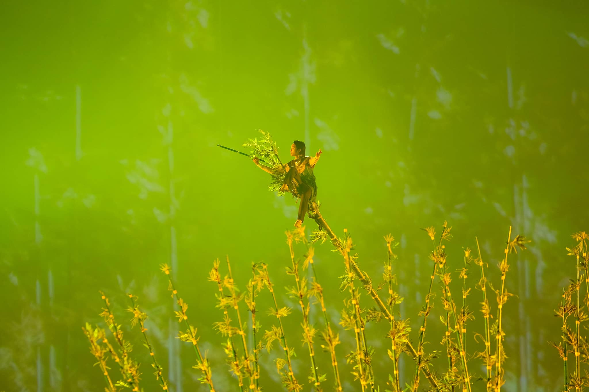 An artist demonstrates a flute performance during the opening ceremony of the 31st Southeast Asian (SEA) Games at My Dinh National Stadium in Hanoi, Vietnam, May 12, 2022. Photo: Nam Tran / Tuoi Tre