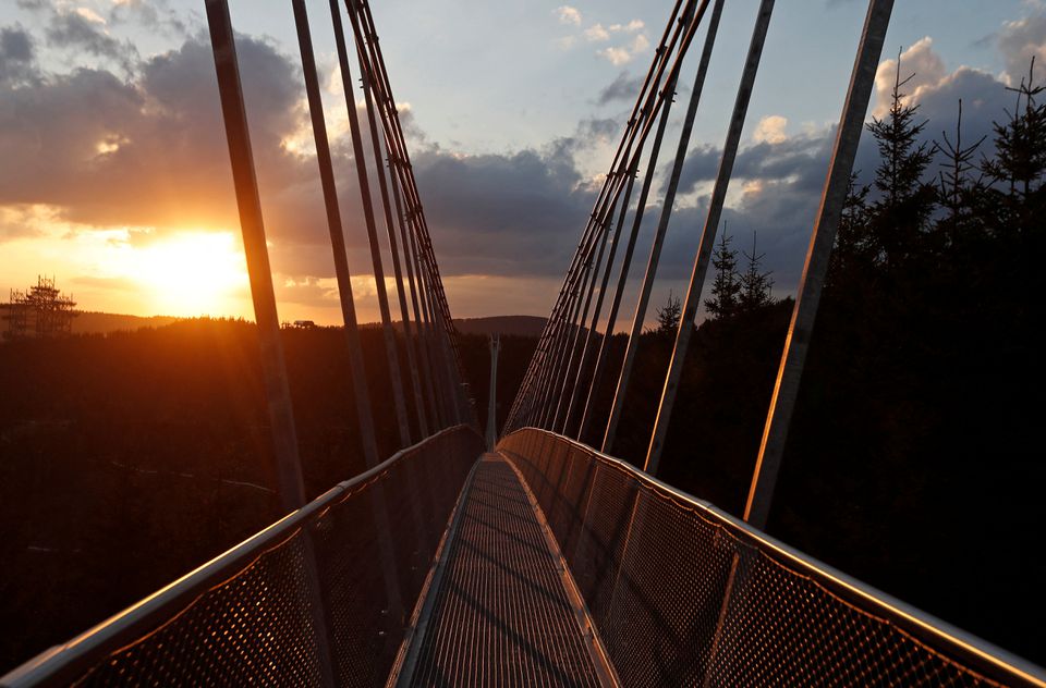 A view of the newly-built world's longest suspension bridge a day before its official opening in the mountain resort of Dolni Morava, Czech Republic, May 12, 2022. Picture taken May 12, 2022. Photo: Reuters