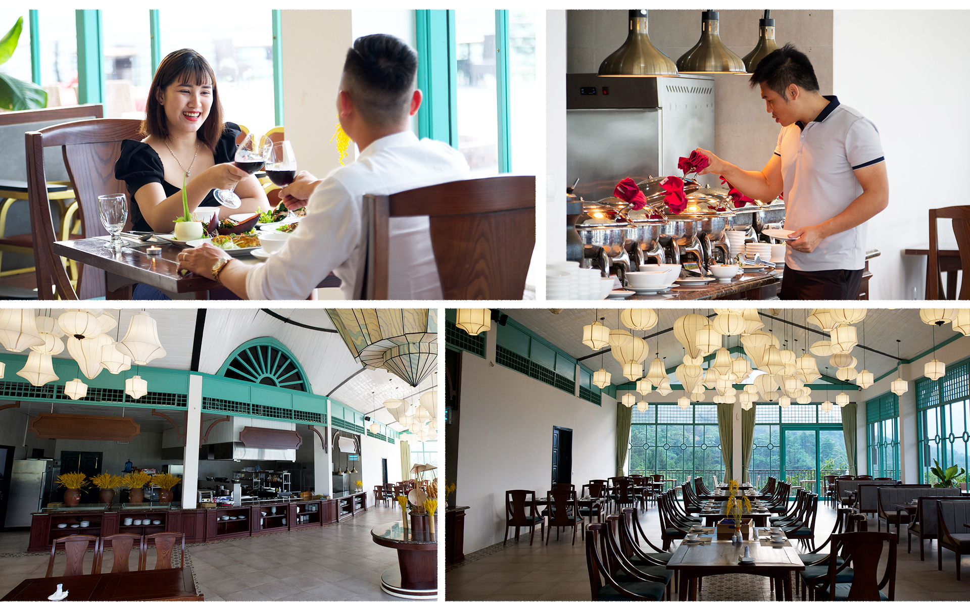 This photo shows the dining hall at Le Champ Tu Le Resort Hot Spring & Spa in Van Chan District, Yen Bai Province, Vietnam. Photo: Nam Tran / Tuoi Tre