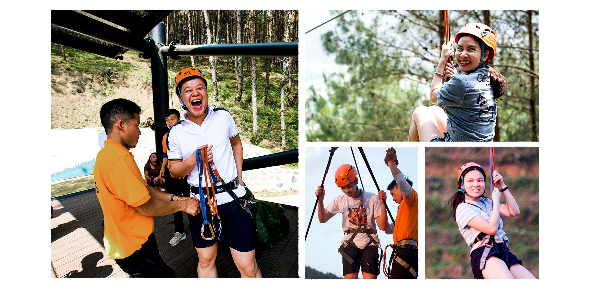 Visitors experience the zip line service at Le Champ Tu Le Resort Hot Spring & Spa in Van Chan District, Yen Bai Province, Vietnam. Photo: Nam Tran / Tuoi Tre