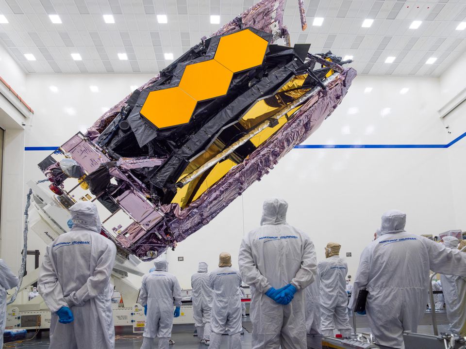 The James Webb Space Telescope is packed up for shipment to its launch site in Kourou, French Guiana in an undated photograph at Northrop Grumman's Space Park in Redondo Beach, California. Photo: NASA/Chris Gunn/Handout via REUTERS
