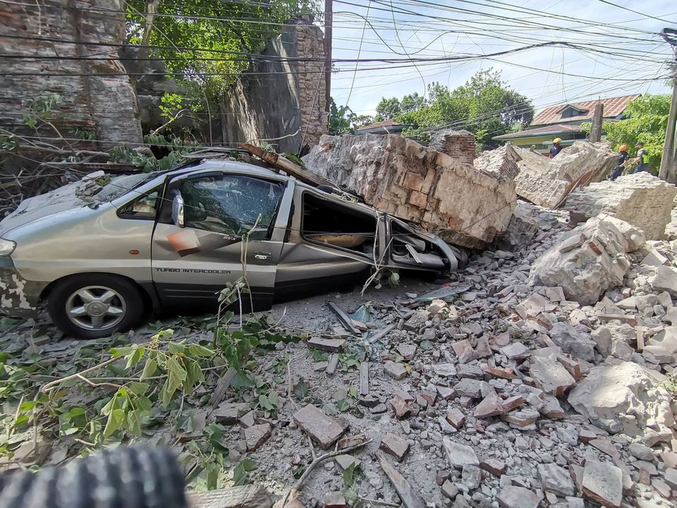 A general view of damage caused following an earthquake in Vigan, Philippines July 27, 2022. Public Information Service-Bureau of Fire Protection/Handout via Reuters