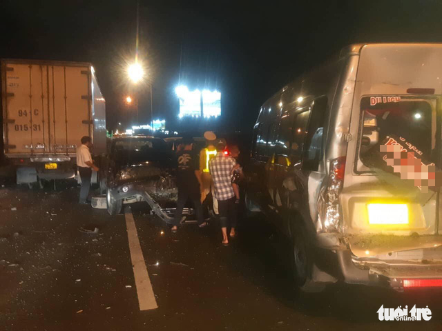 The scene of a serial traffic accident on the Ho Chi Minh City-Long Thanh-Dau Giay Expressway, Vietnam, August 2, 2022. Photo: Handout via Tuoi Tre