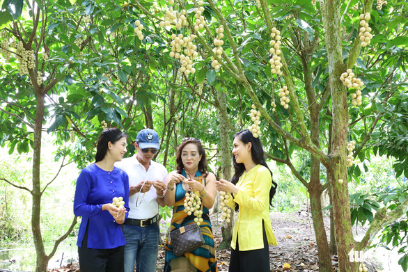 Tourists visit a Ha Chau Burmese garden in Phong Dien Ward, Can Tho City, Vietnam’s Mekong Delta. Photo: T.Luy / Tuoi Tre