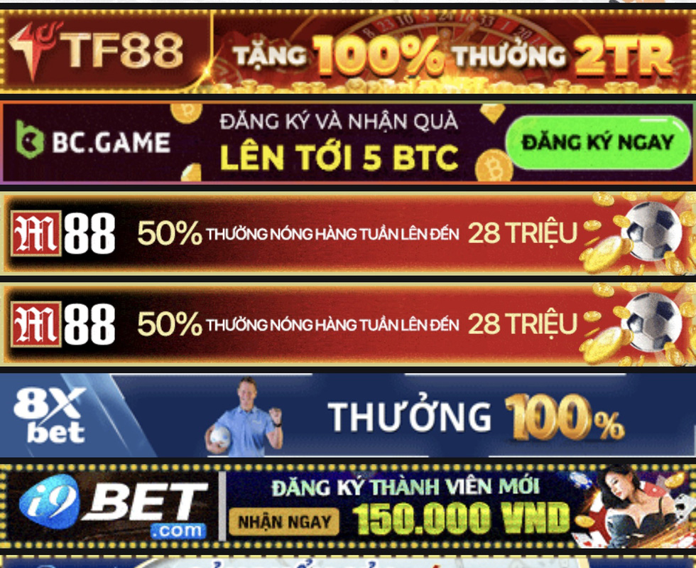 An unlicensed football website is full of betting ads.