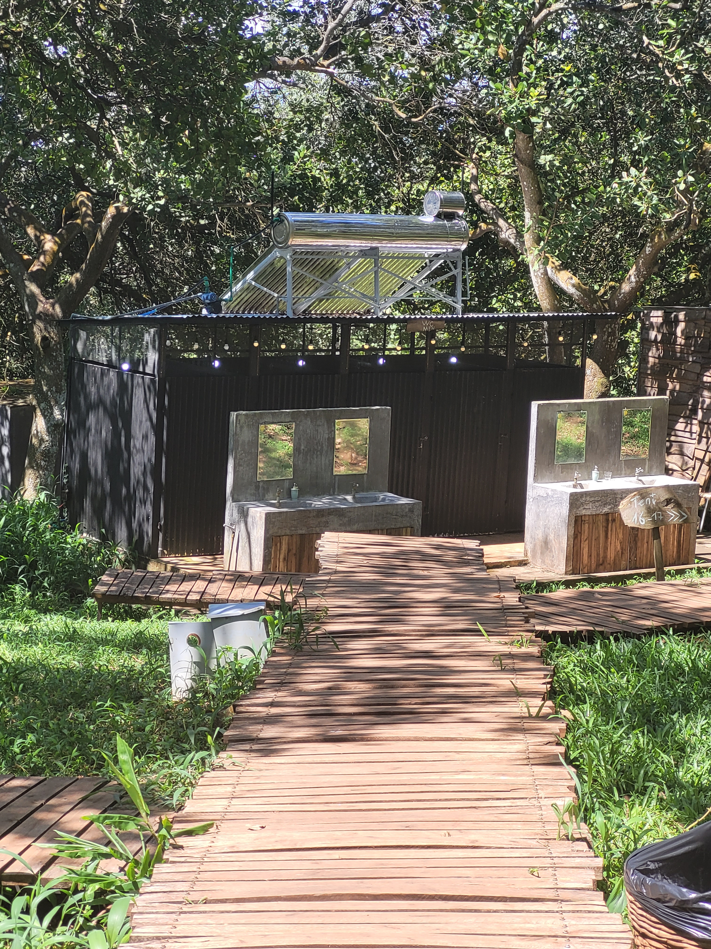 The toilet and shower area at the site. Photo: Ray Kuschert / Tuoi Tre News