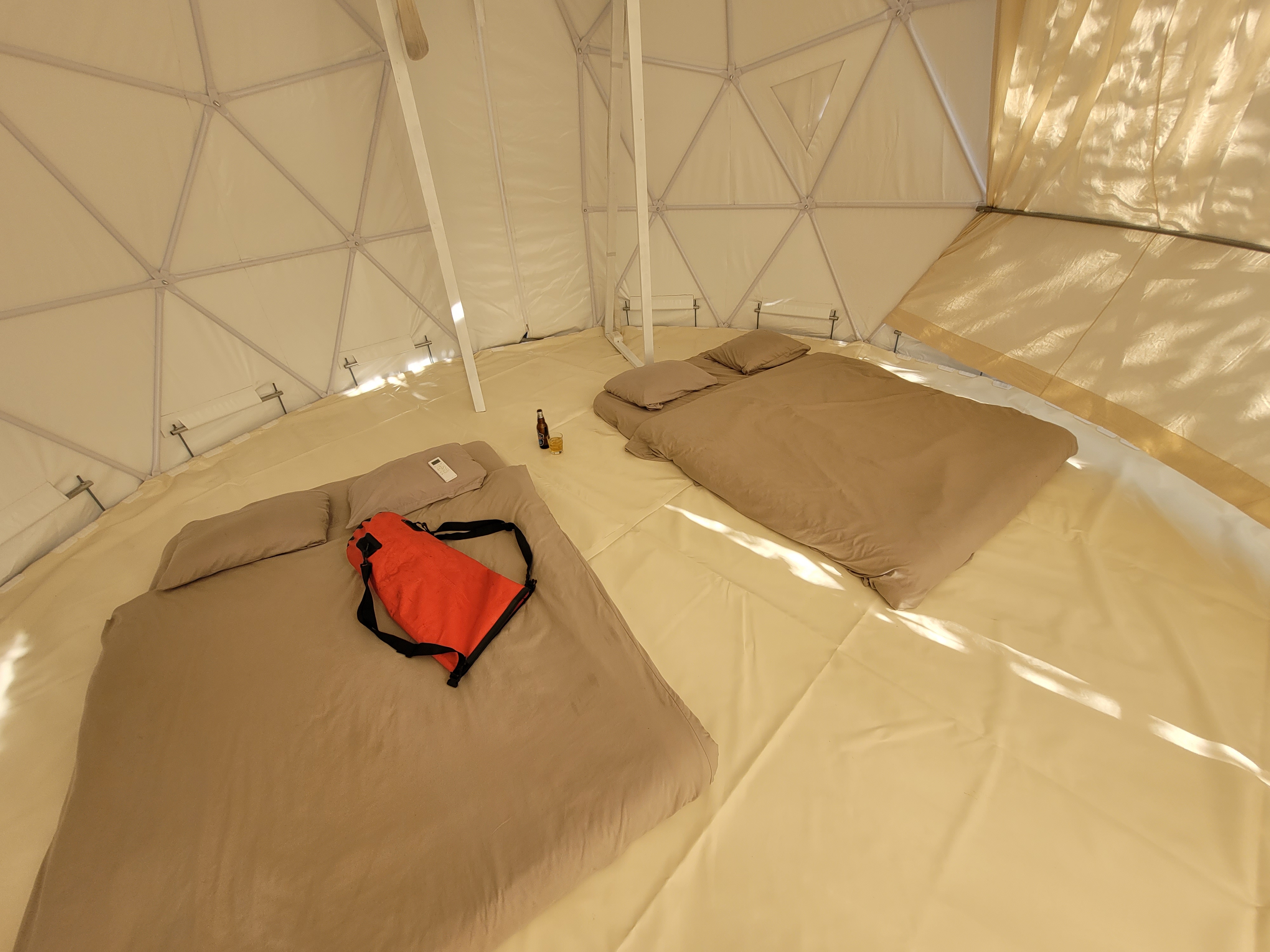 Inside a tent at the campsite. Photo: Ray Kuschert / Tuoi Tre News