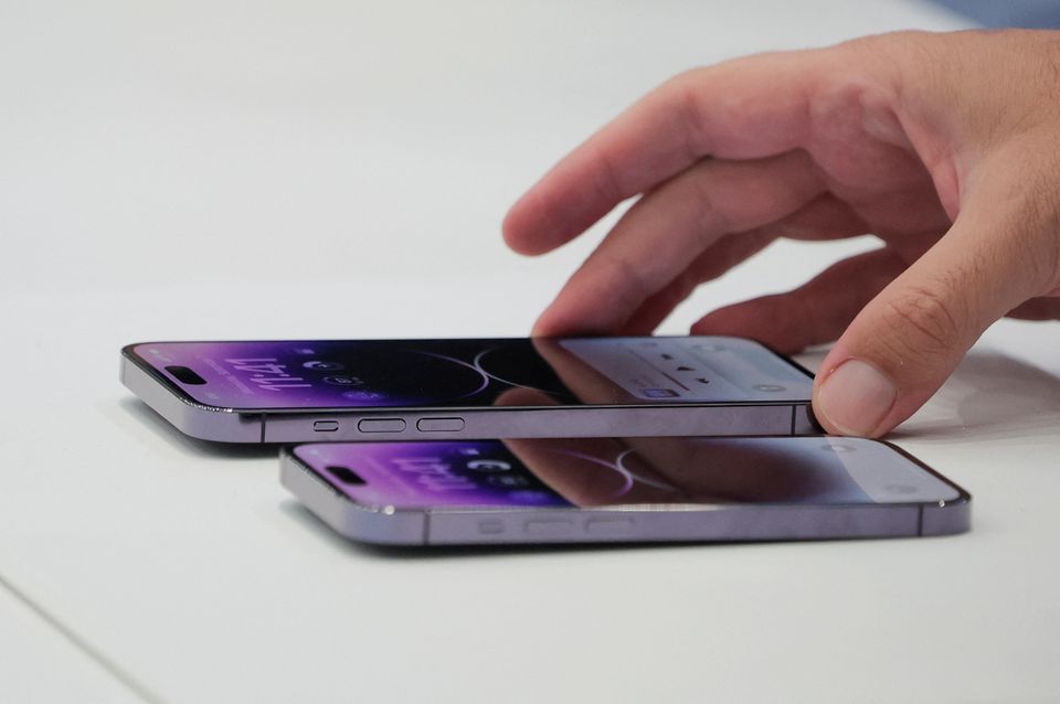 A view of the new iPhone 14 at an Apple event at their headquarters in Cupertino, California, U.S. September 7, 2022. Photo: Reuters