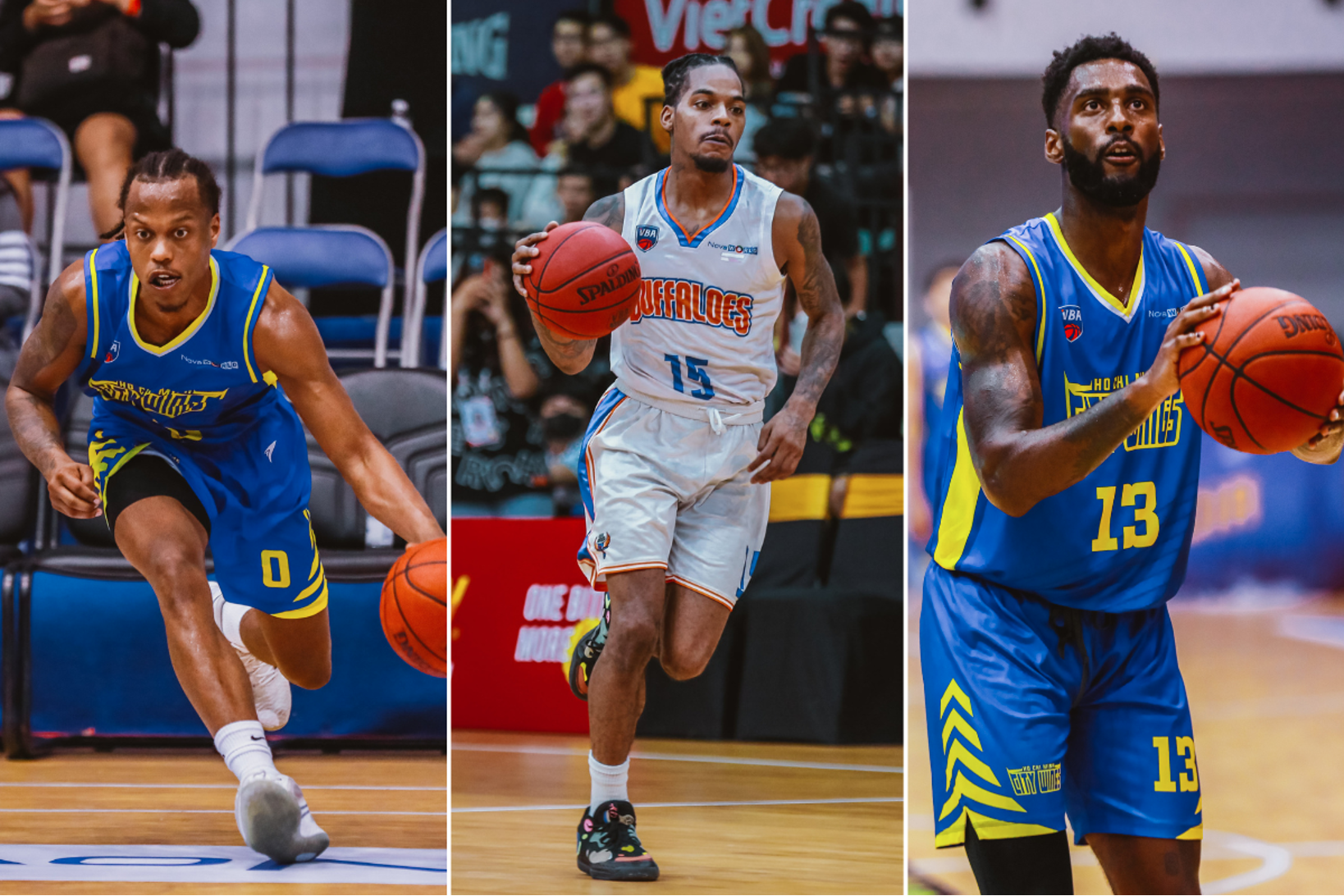 From left: Richard Thomas of Ho Chi Minh City Wings, Jeffery Stubbs of Hanoi Buffaloes, and Desean Parsons of Ho Chi Minh City Wings. Photo: VBA