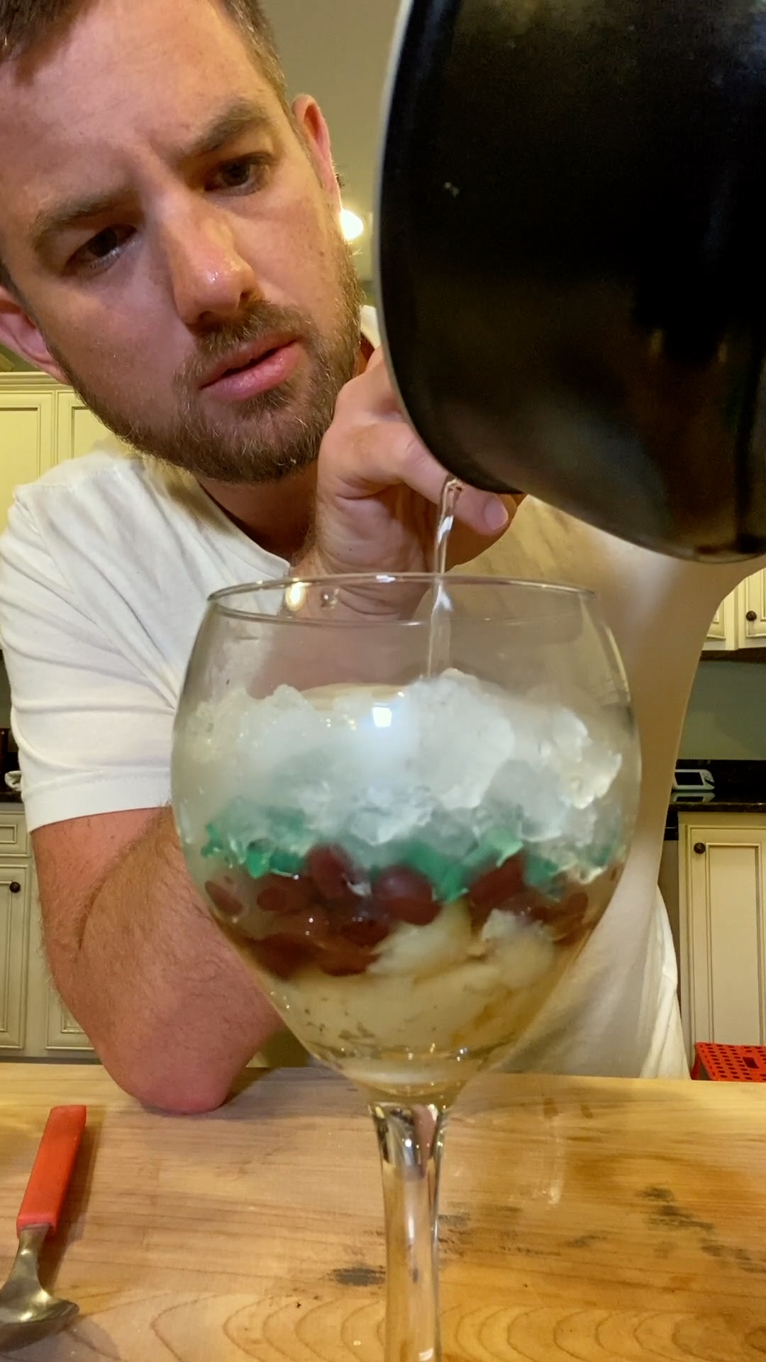 A supplied photo shows Chad Richard Kubanoff is making Vietnamese 'chè' dessert.
