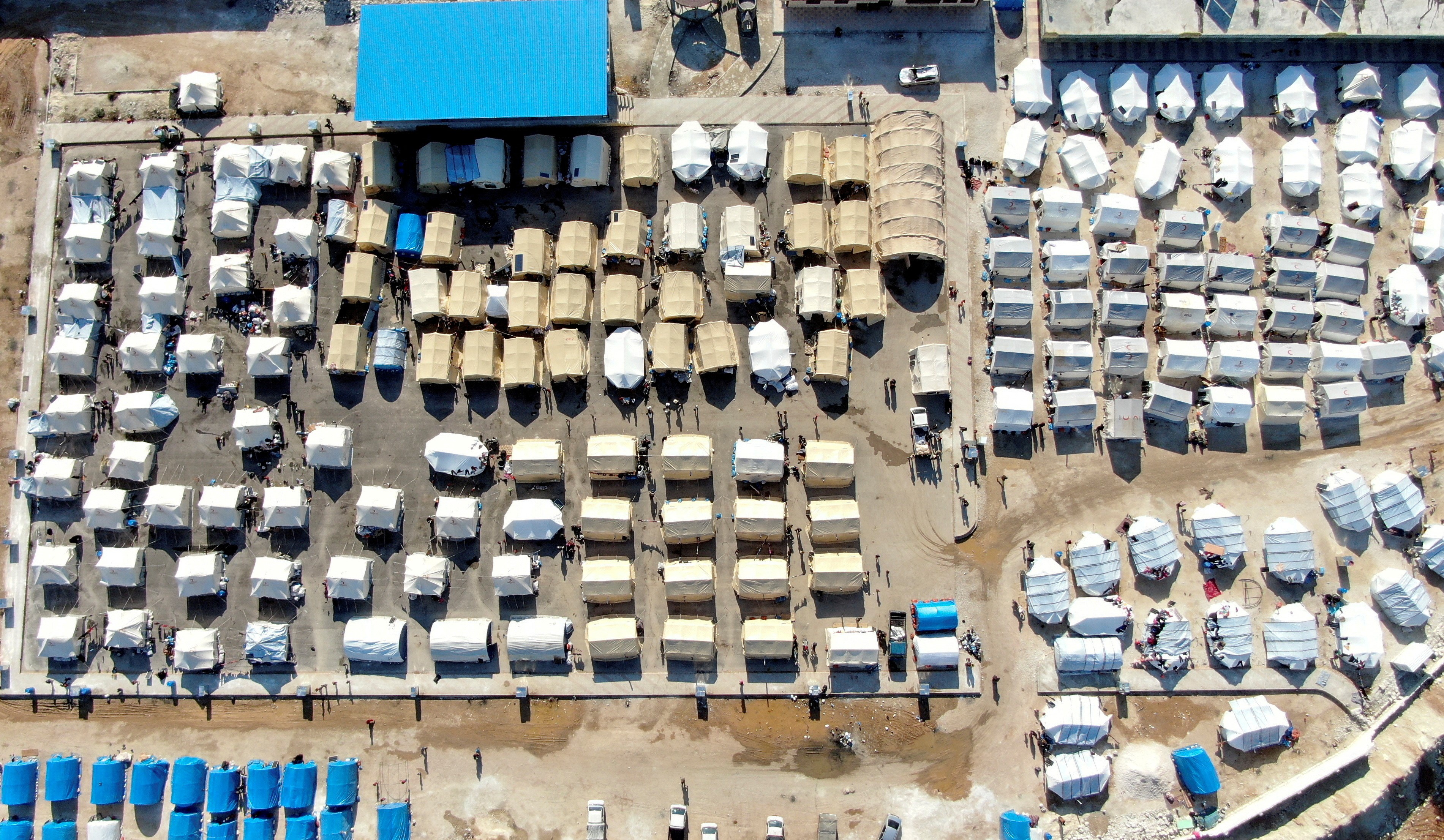 A general view of a tent camp for earthquake survivors, on the outskirts of rebel-held town of Jandaris, Syria February 17, 2023. Photo: Reuters