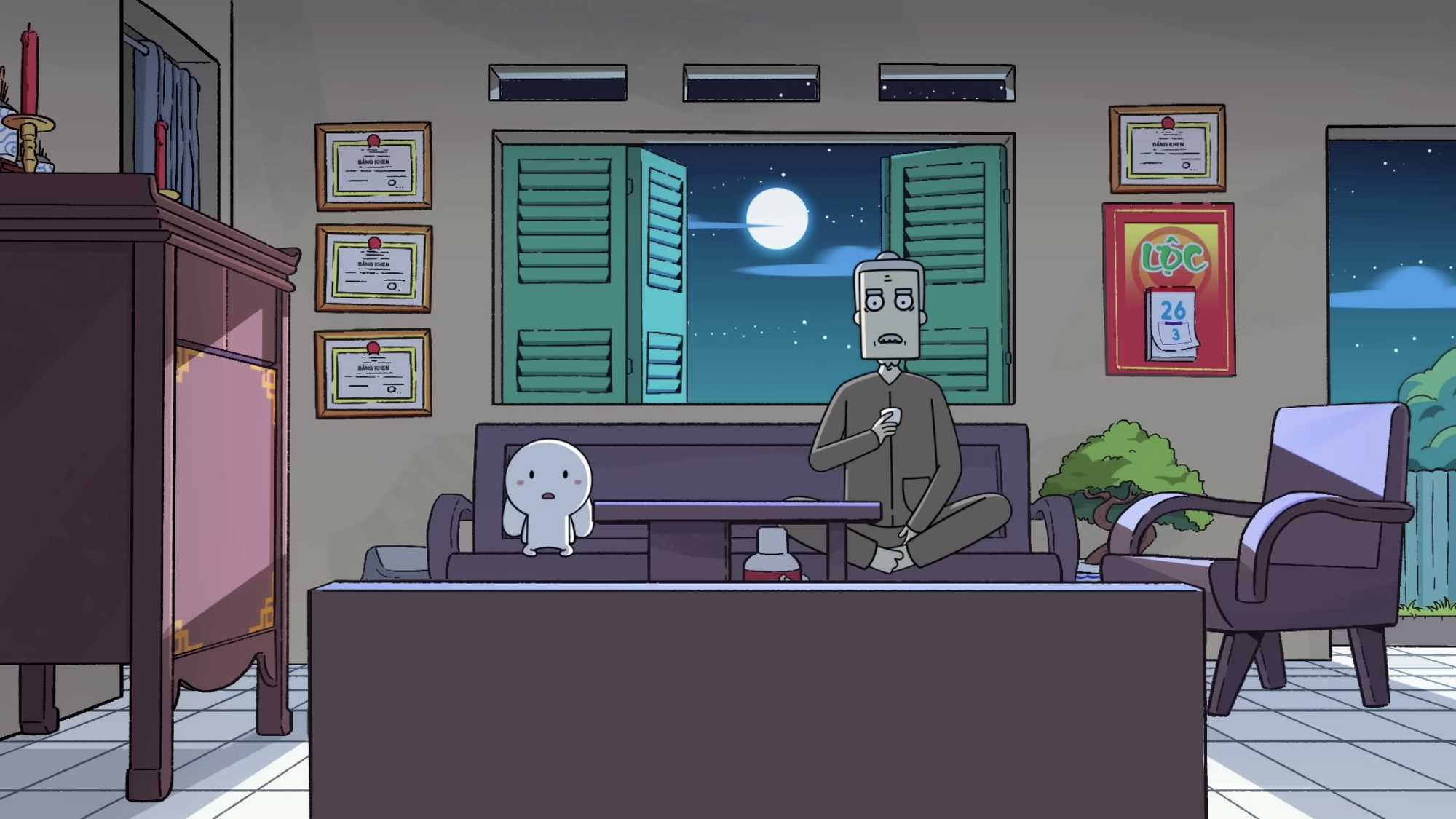 A scene from the teaser of the Con Tho animated series
