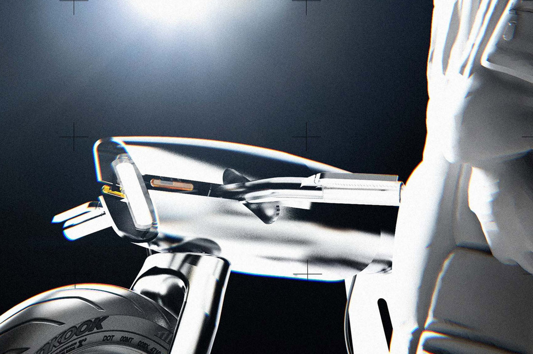 The EVE Odyssey is equipped with a custom digital LED display on the speedometer and a LED lighting system. Photo: Courtesy of Bandit9 Motors