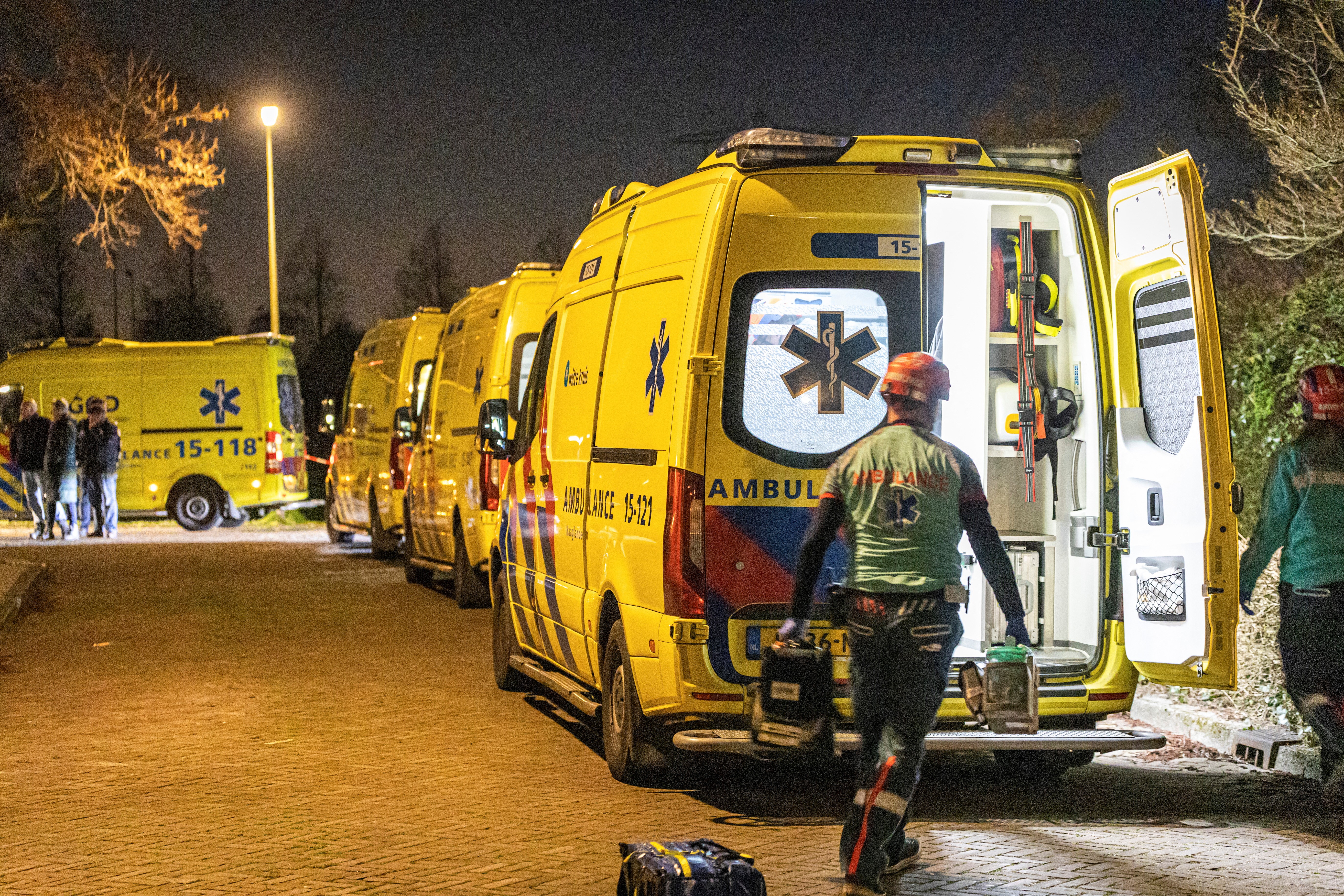 A general view shows rescue operations underway following the derailment of a passenger train after it hit construction equipment on the track, in Voorschoten, Netherlands April 4, 2023 in this picture obtained from social media. Photo: Reuters