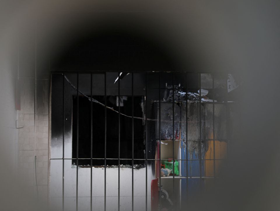 A burned area is seen after a deadly fire at Lar Paulo de Tarso shelter for children in Recife, Pernambuco state, Brazil April 14, 2023. Photo: Reuters