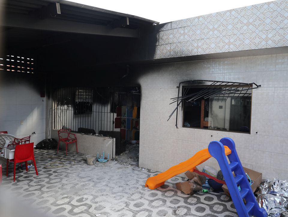 A burned area is seen after a deadly fire at Lar Paulo de Tarso shelter for children in Recife, Pernambuco state, Brazil April 14, 2023. Photo: Reuters