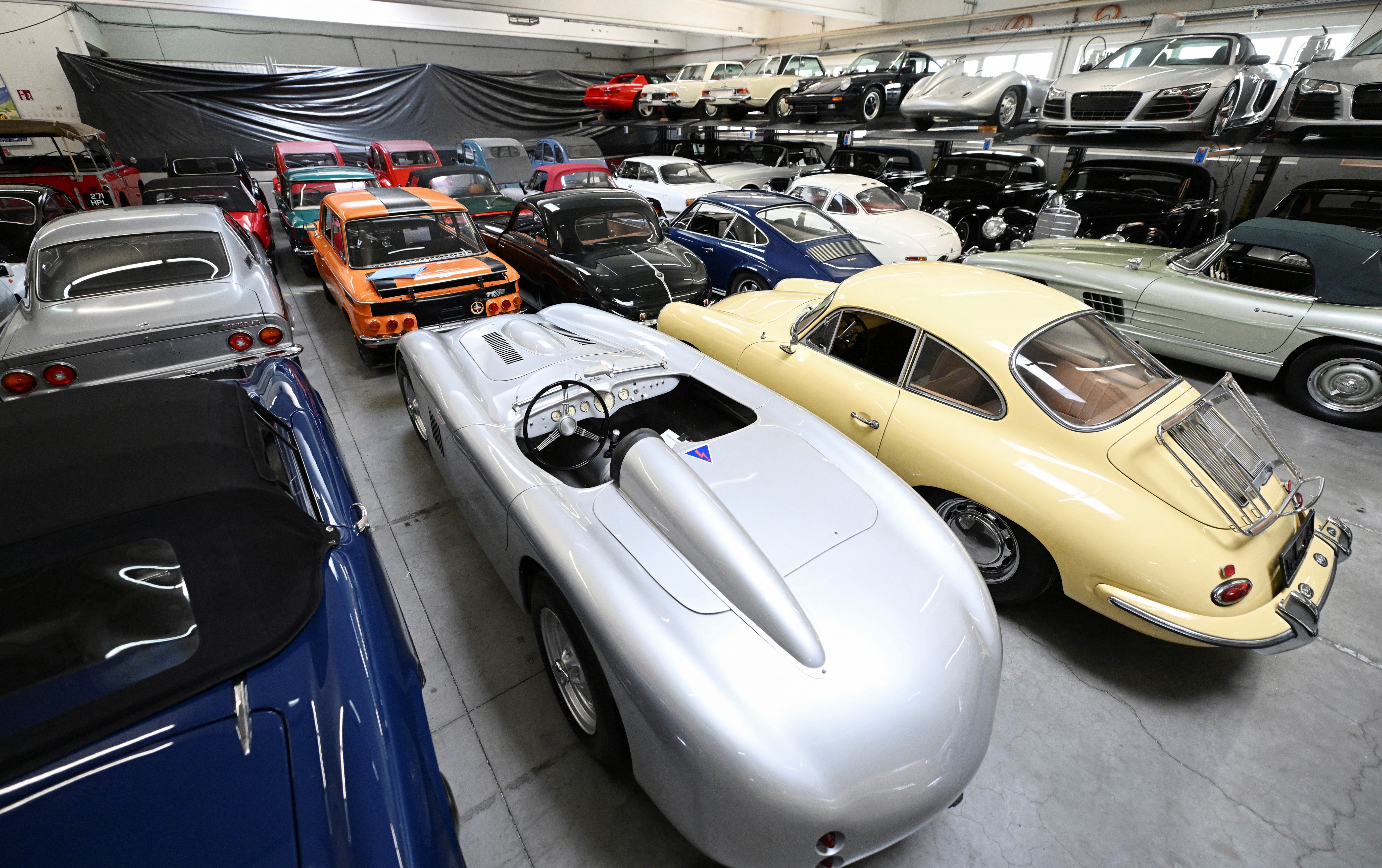 A general view of the classic car collection of Florian Zimmermann, owner of over 300 classic cars, in a warehouse in Lindau, Germany, April 5, 2023. Photo: Reuters