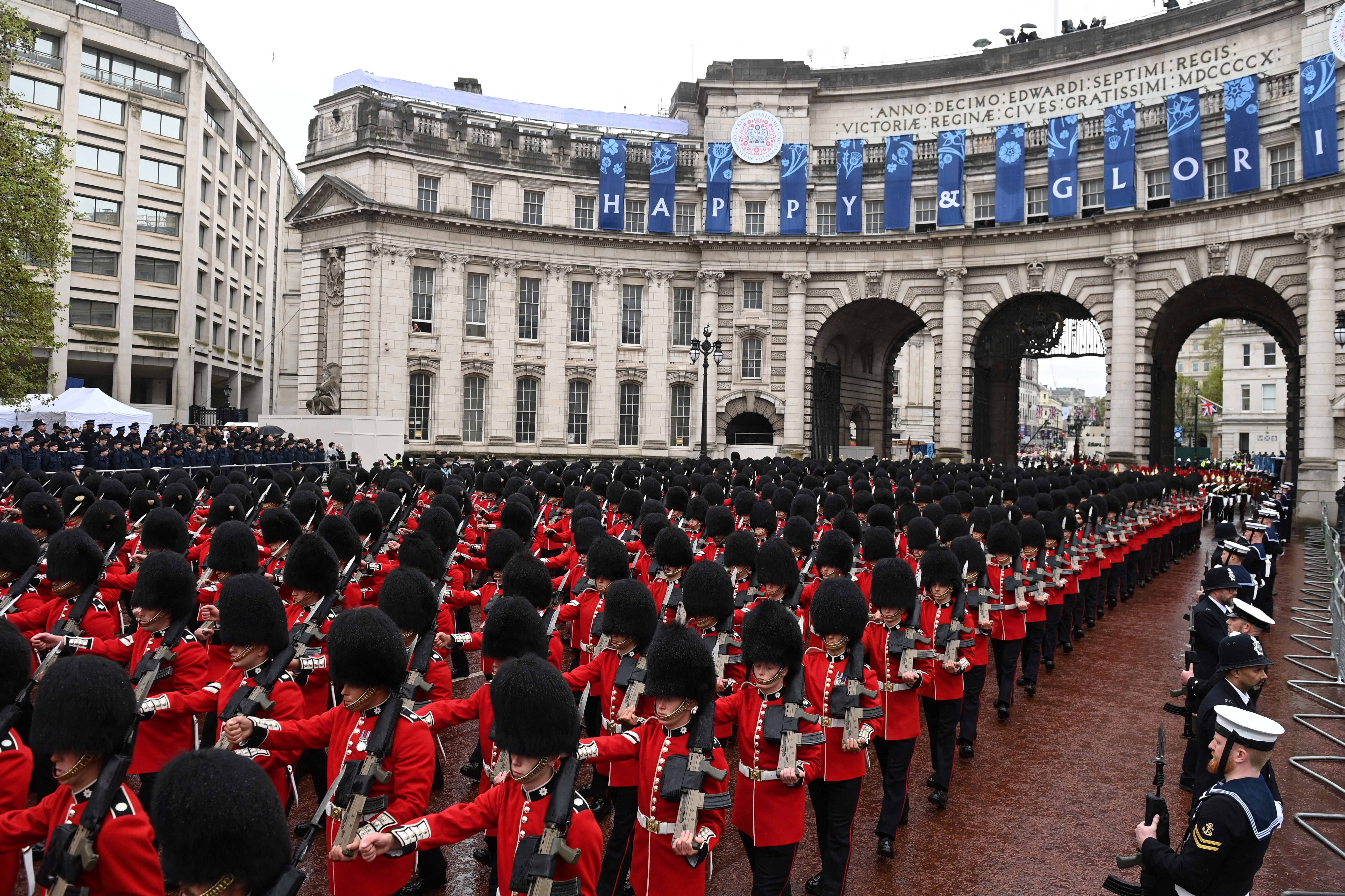The procession makes it's return journey back along the Mall during the Coronation of King Charles III and Queen Camilla on May 6, 2023 in London, England. The Coronation of Charles III and his wife, Camilla, as King and Queen of the United Kingdom of Great Britain and Northern Ireland, and the other Commonwealth realms takes place at Westminster Abbey today. Charles acceded to the throne on 8 September 2022, upon the death of his mother, Elizabeth II. Photo: Reuters