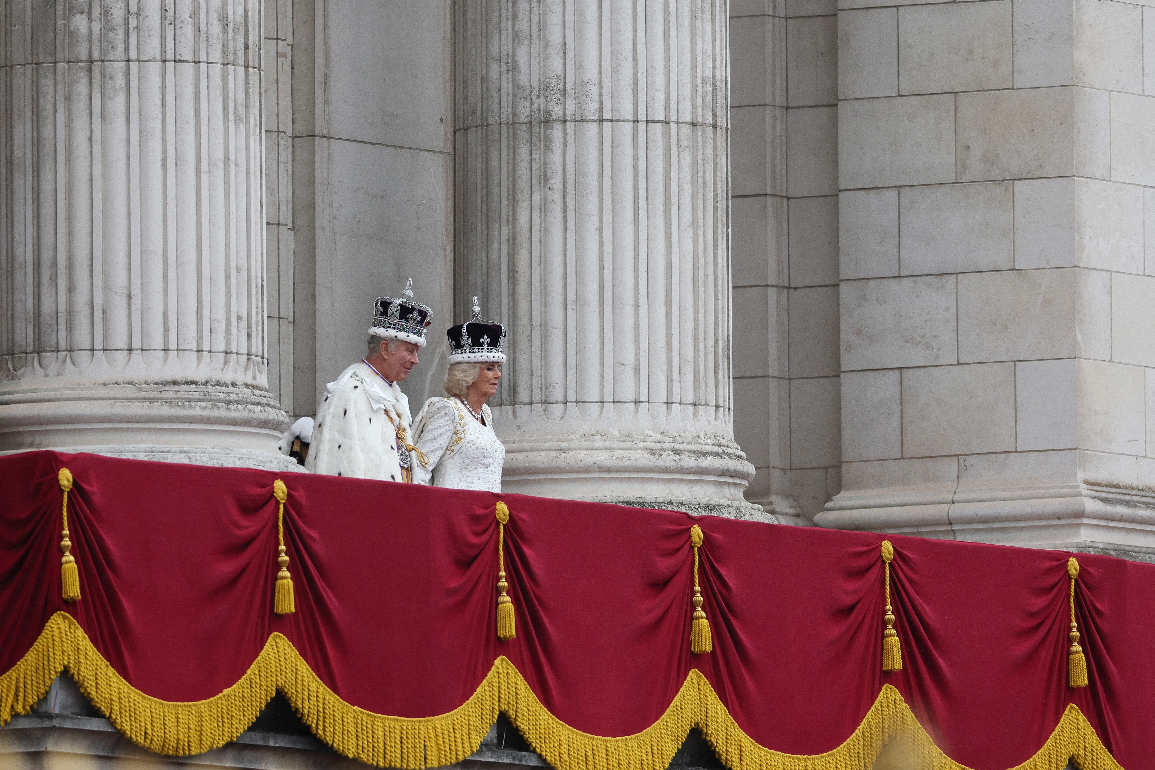 Britain's King Charles and Queen Camilla stand on the Buckingham Palace balcony following their Coronation ceremony in London, Britain May 6, 2023. Photo: Reuters