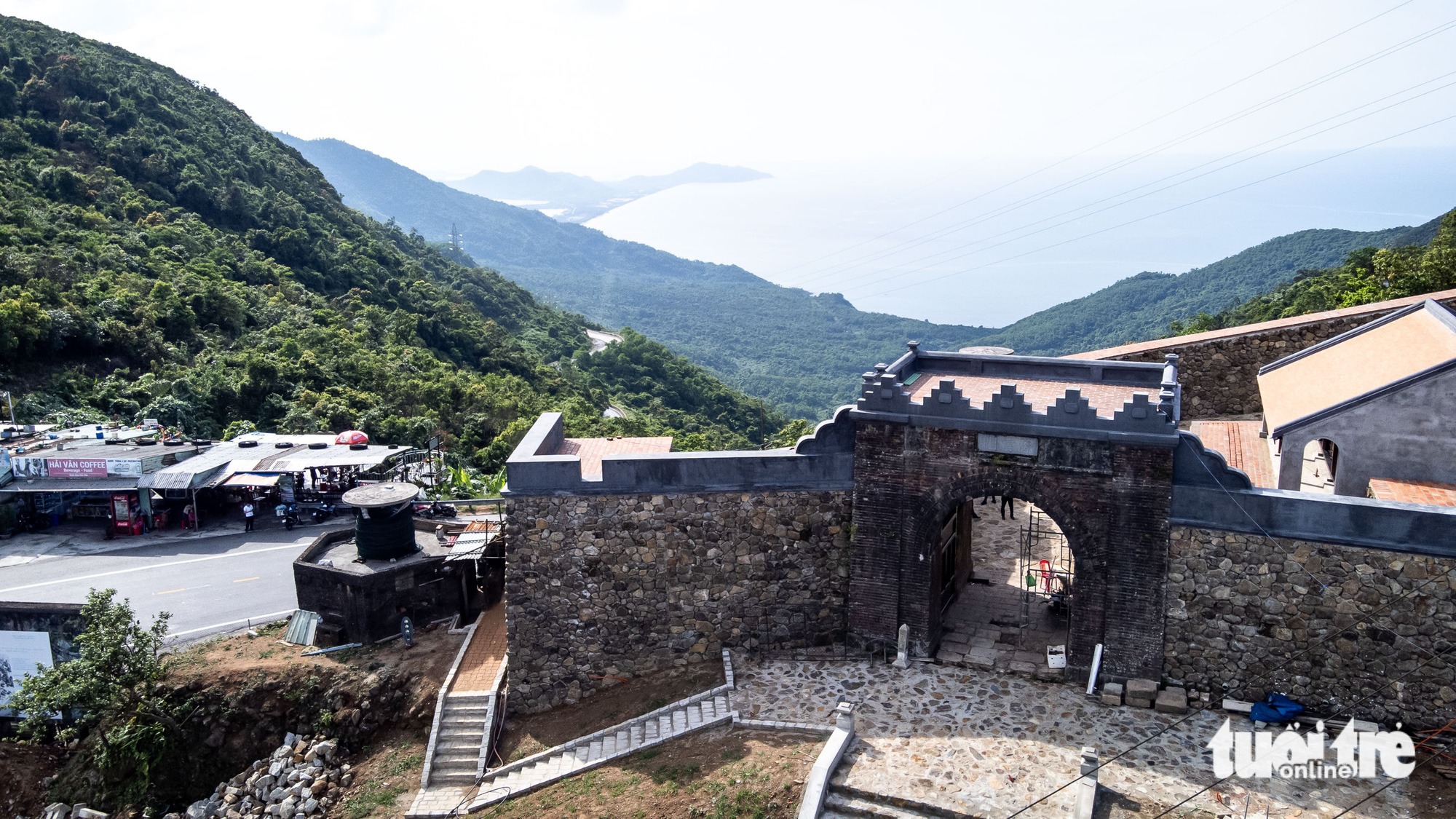 An aerial view of the under-repair Hai Quan Gate complex located atop Hai Van Pass, which connects Da Nang City and Thua Thien-Hue Province in central Vietnam. Photo: Tan Luc / Tuoi Tre