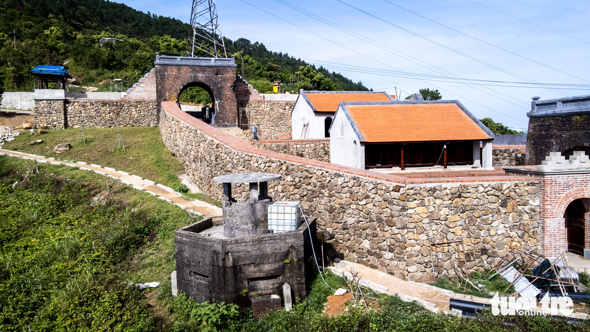 An aerial view of the under-repair Hai Quan Gate complex located atop Hai Van Pass, which connects Da Nang City and Thua Thien-Hue Province in central Vietnam. Photo: Tan Luc / Tuoi Tre