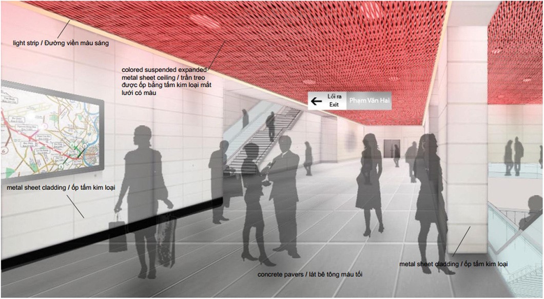 The Pham Van Hai underground station in Tan Binh District, Ho Chi Minh City. The first basement of the station will accommodate a ticket selling area, a commercial area, and station operating units. The second metro line, along with the first metro line, will lay the foundation for the urban railway network development in the city and meet the travel demand of residents in the northwest of the city.