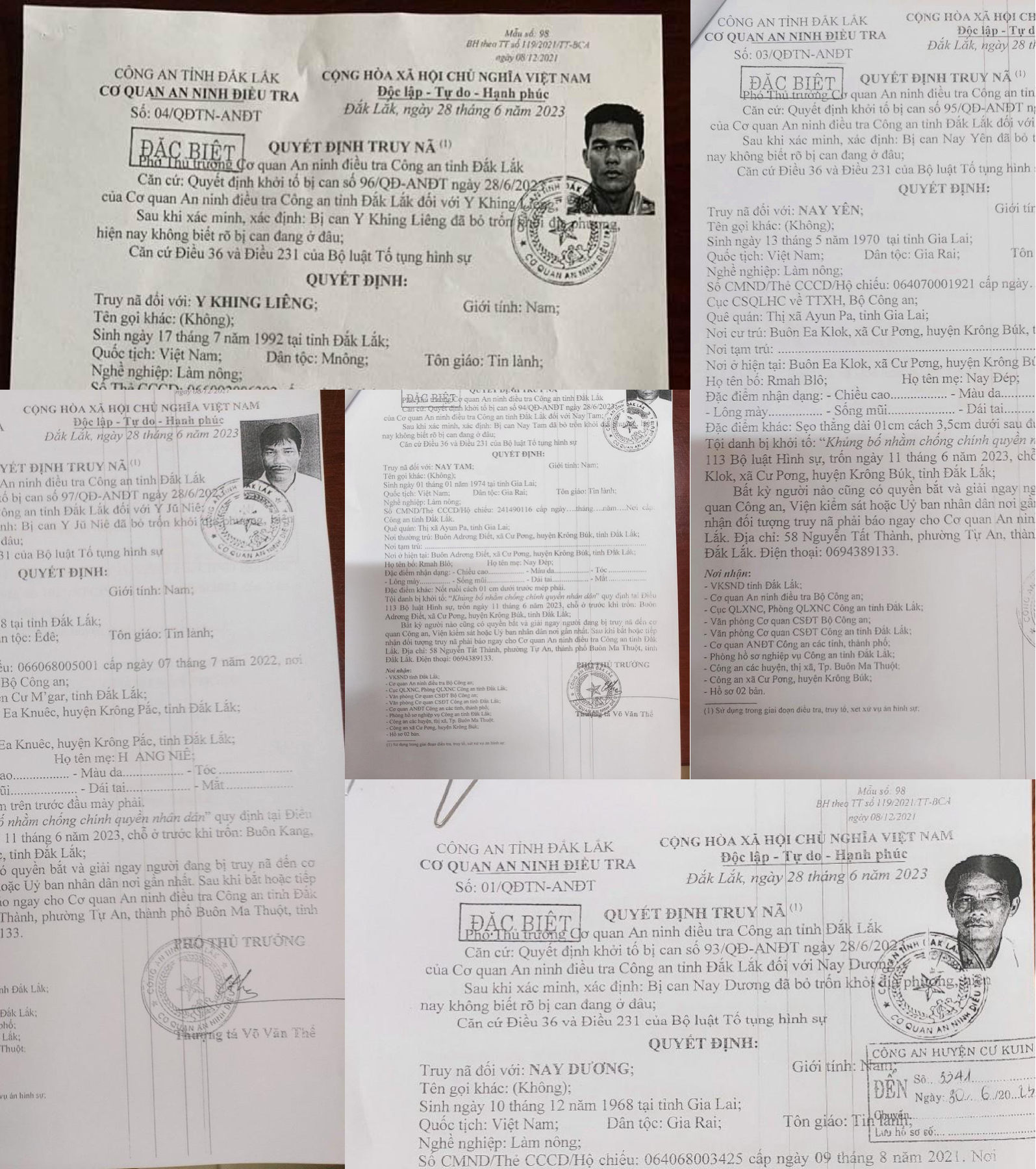 The police’s decisions to hunt for five wanted suspects in the fatal terrorist attacks. Photo: Tr.Tan / Tuoi Tre