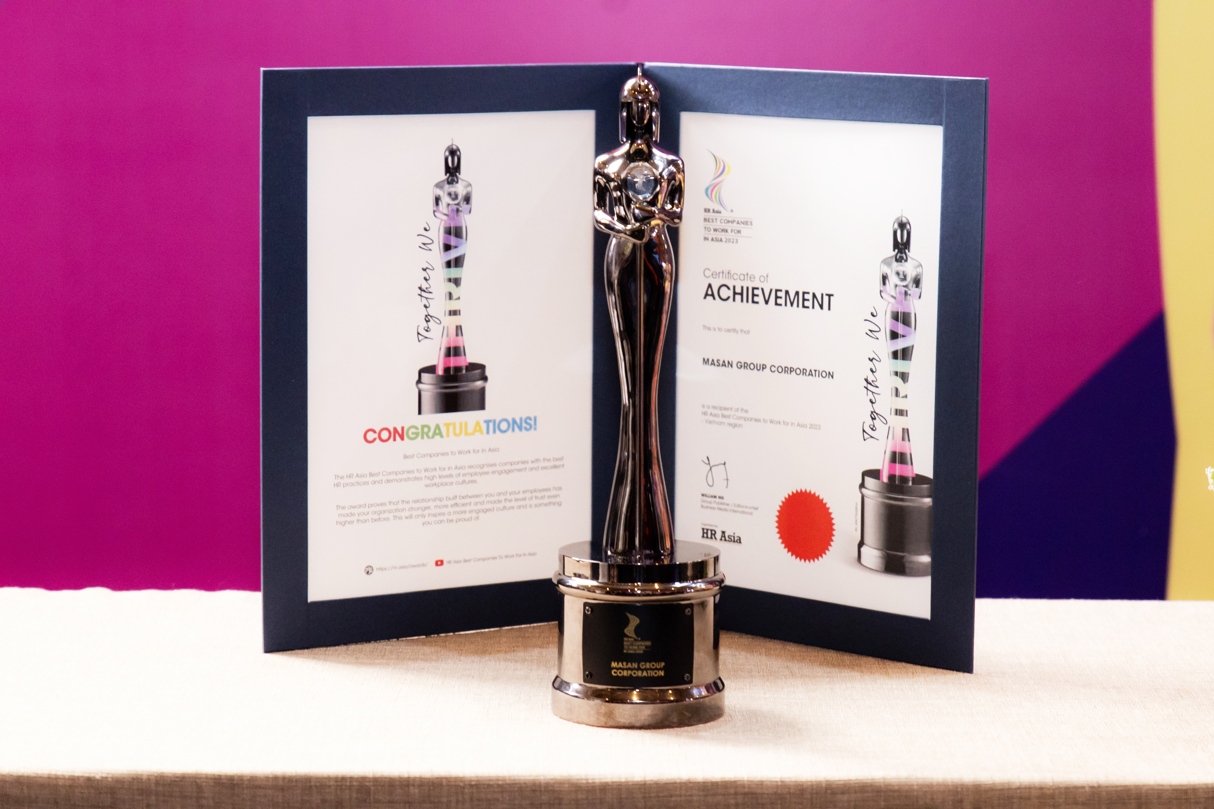 Certification of Masan being among HR Asia Magazine's ‘Best Places to Work for in Asia’ 