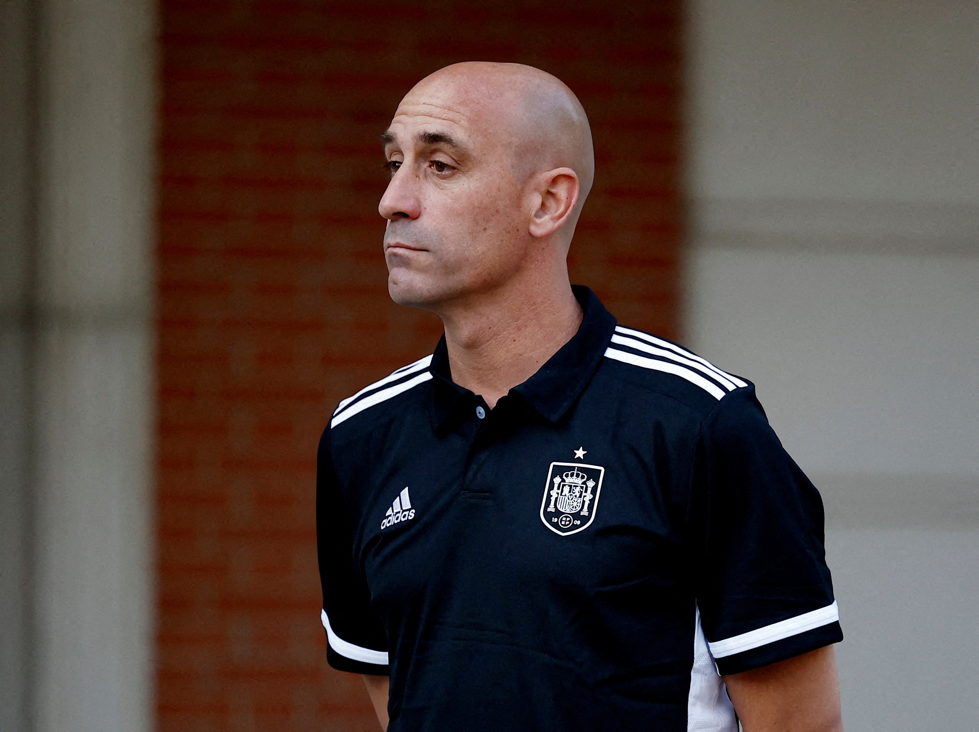 Soccer Football - FIFA Women's World Cup Australia and New Zealand 2023 - Spain's Prime Minister Pedro Sanchez receive the World Cup champions - Moncloa Palace, Madrid, Spain - August 22, 2023 President of the Royal Spanish Football Federation Luis Rubiales. Photo: Reuters